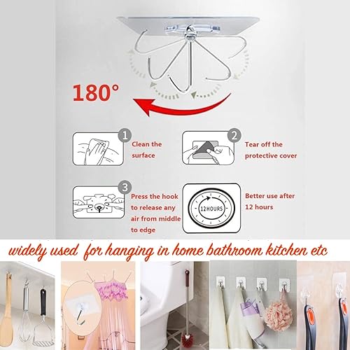Miniatura 3 de Ganchos adhesivos resistentes de 33 libras (máx.), 33.1 lbs, impermeables y a prueba de aceite, reutilizables, sin costuras, gancho de pared