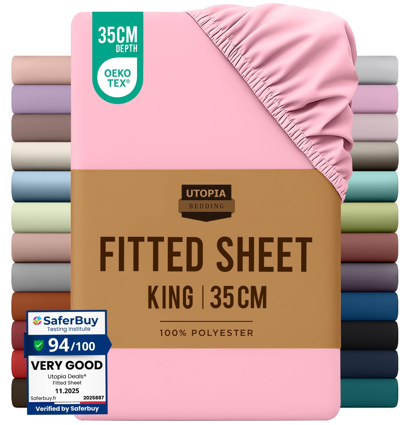 Utopia Bedding Fitted Sheet King, White - Deep Pocket 14 inch (35 cm) - Easy Care - OEKO-TEX Certified - Soft Brushed Microfibre Fabric - Shrinkage and Fade Resistant - Bottom Sheet — view 34