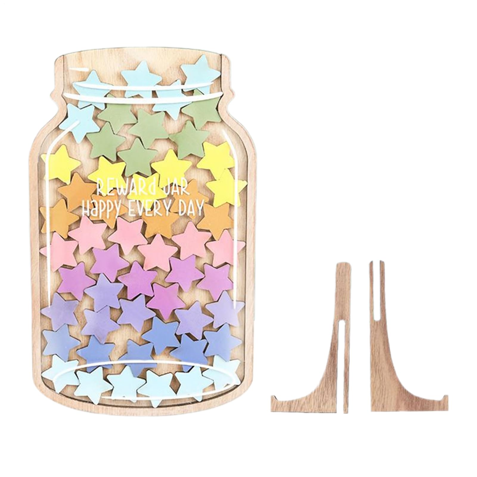 2Pack Reward Jar - Wood Acrylic Star Trophy Jars For Children's Good Behavior | Star Jar Award System For Home School Classroom Positive Reinforcement Tool For Kids
