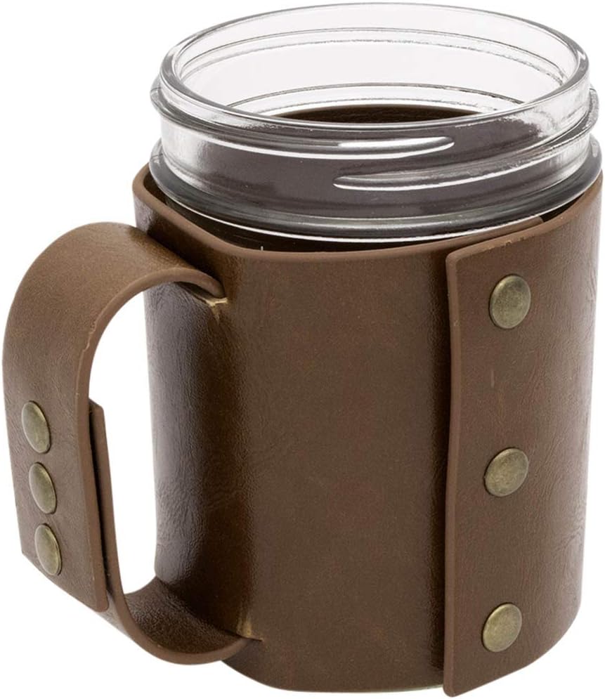 Mason Jar Lifestyle Faux Leather Travel Mug Set (Frost Lid)