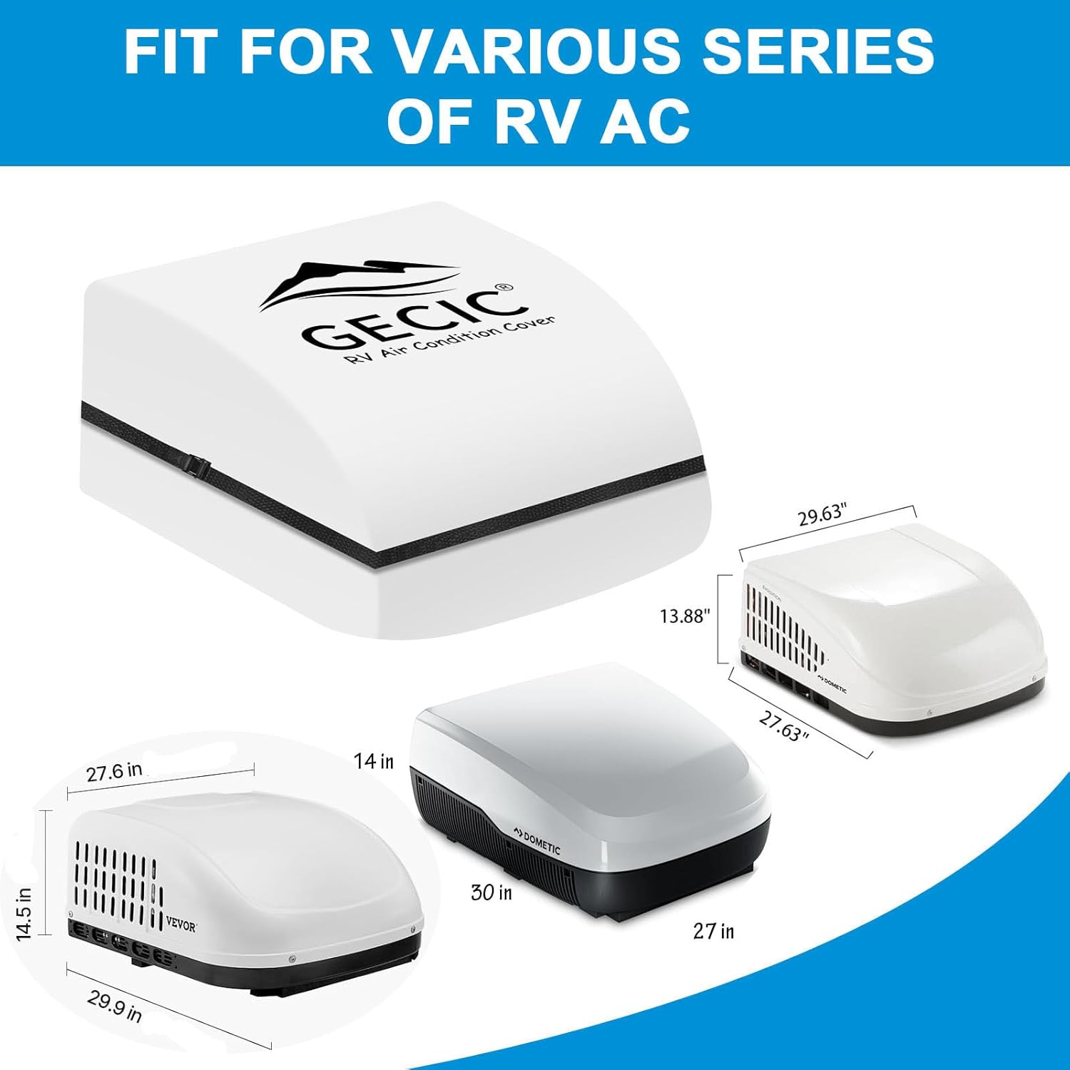 RV Camper Air Conditioner Cover Trailer AC Covers for RV Roof Unit, Compatible with FOGATTI, BZW, VEVOR, Dometic FreshJet 3 RV Air Conditioner Winter Covers for Outside - RV A/C Cover for Roof - Image 7