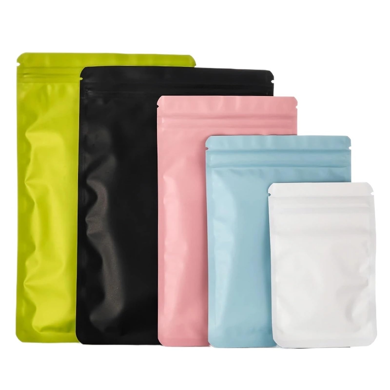self-sealing bag, Metallic Mylar Aluminum Foil Resealable Zip Lock Bags Pack of 100 Multicolor Multiple Sizes(10x15cm (4x5.8in),White)