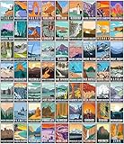 Herzii Prints All 63 USA National Park Posters Wall Collage Kit - Vintage Travel & Nature Posters, Wall Art Decor, Classroom City Mountain Travel Theme Decor, 4x6' UNFRAMED