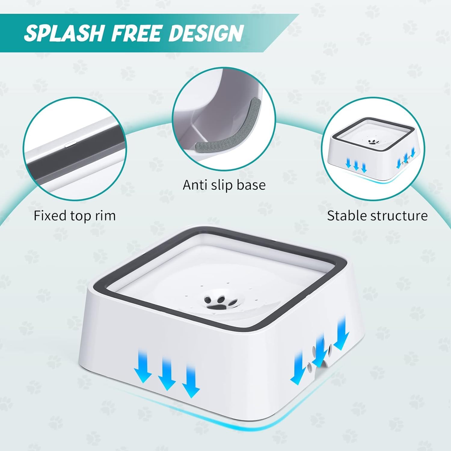 SHOPECOM Pet Floating Water Bowl, 1.5L Slow-Down Pet Water Bowl, No Spill Anti-Overflow Anti-Choking Vehicle Carried Water Food Bowl, Slow Water Feeder for Dog Cat Puppy Pet (Grey) 2