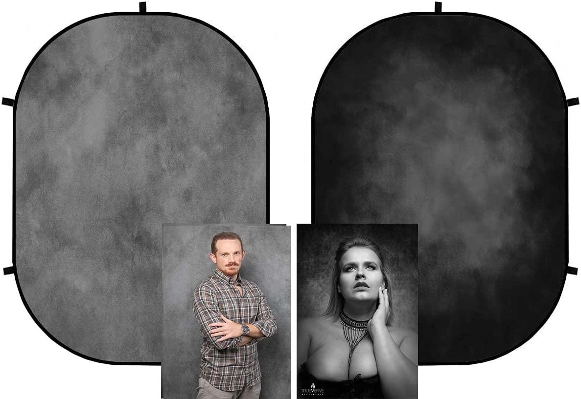 Kate 1.5x2m Grau/Schwarz Falthintergrund Fotografie Faltbarer Studio Hintergrund Faltender Hintergrund für Professionelle Studio Portrait Requisiten