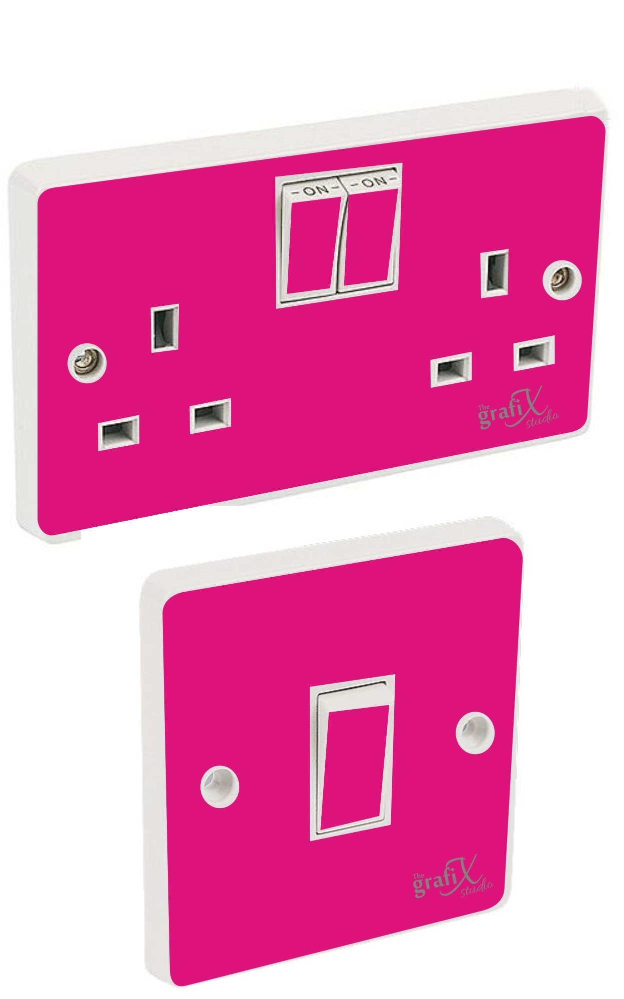 The Grafix Studio Pink Gloss Light Switch & Double Socket Sticker Vinyl/Skin Cover