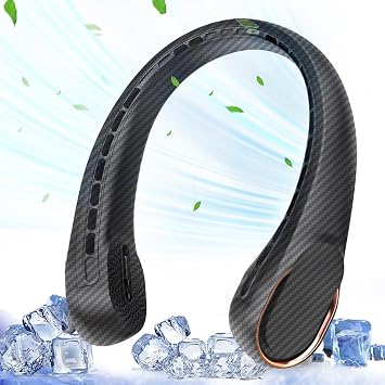 ASNUG Neck Fan, Bladeless Neck Fan, 4000 mAh Rechargeable Personal Fan, 360 Hands Free Wearable Fan, 3 Speeds Adjustable,Faster Cooling, Ultra Quiet, Suitable for Home, Office, Travel, Sports