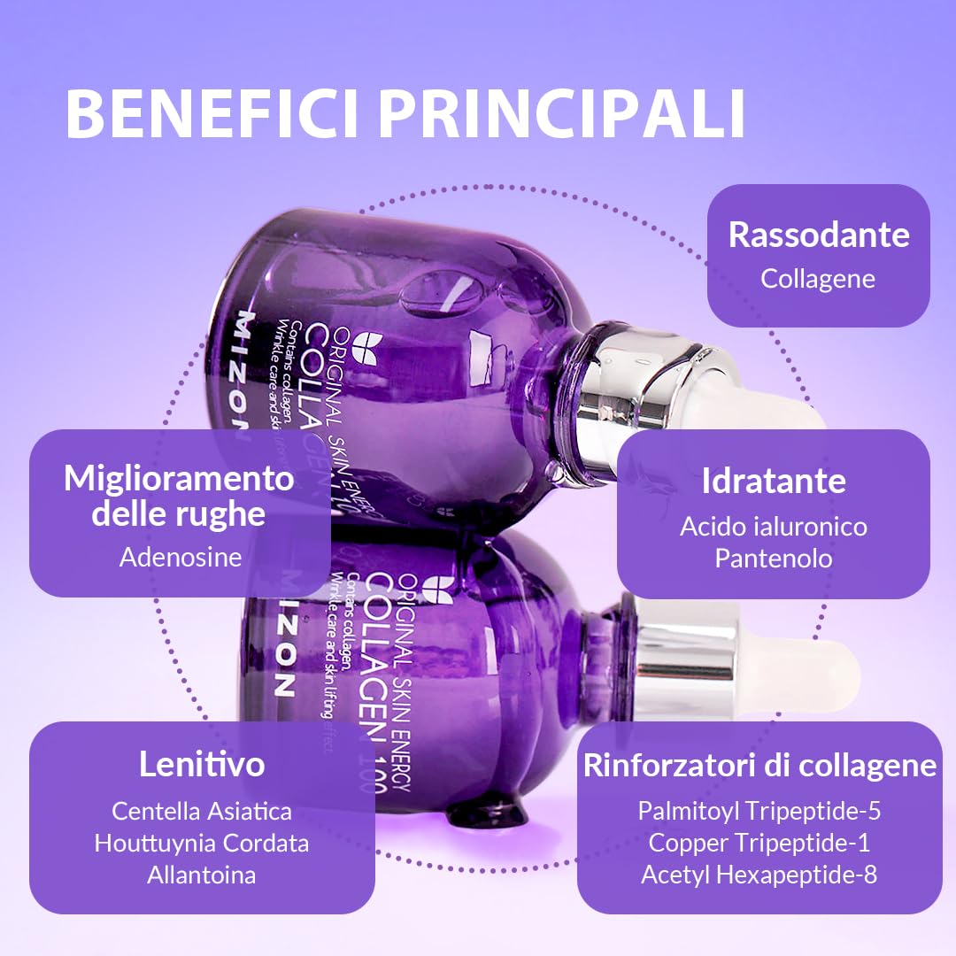 [Mizon] Collagen 100 (30ml) Siero al collagene, trattamento intensivo per rughe, linee sottili e tutti i segni dell'invecchiamento, facilmente assorbibile con ingredienti naturali, cosmetico coreano