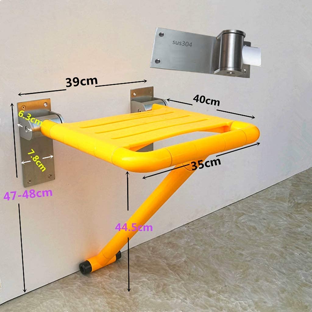 Shower Chair Bath Stool Bathtub Stool Shower Stool, Drive Folding, Non-Slip Bath Seat, Suitable for The Disabled and The Elderly,Yellow Chair,Bianco-One Size