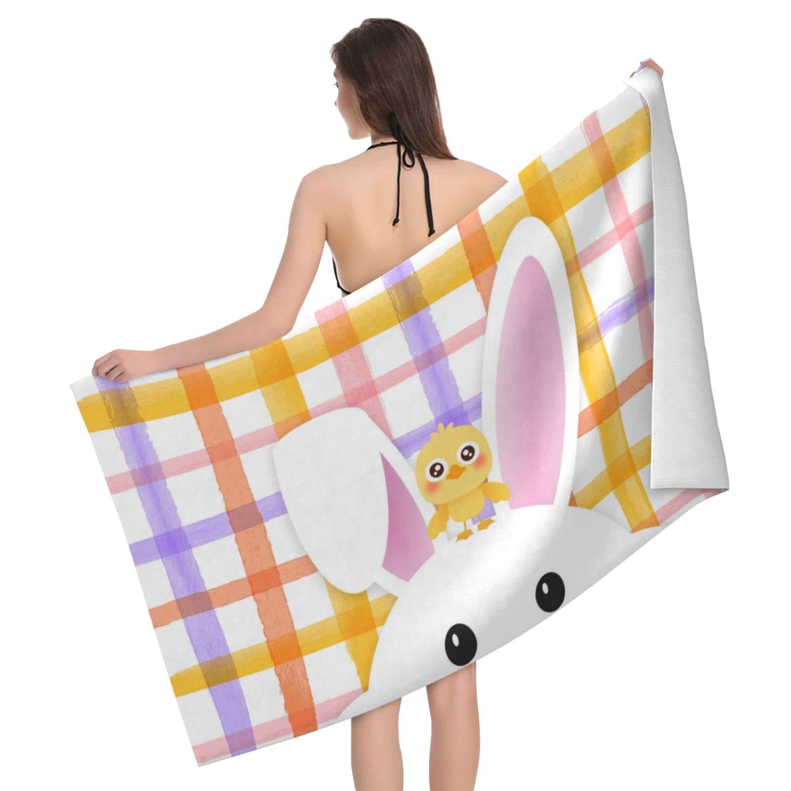 Lawenp Easter Bunny Bath Towel Beach Towel Popular Durable Stylishffy Touch Highly Absorbent Quick Dry Polyester 32" X 52" Also As A Gift