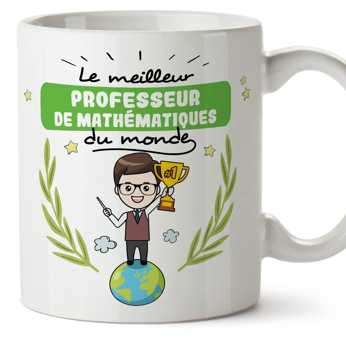 MUGFFINS Mathematics Teacher Man Mug - in French - Meilleur du Monde - Funny Gift for Colleagues - Ceramic 11oz Mug