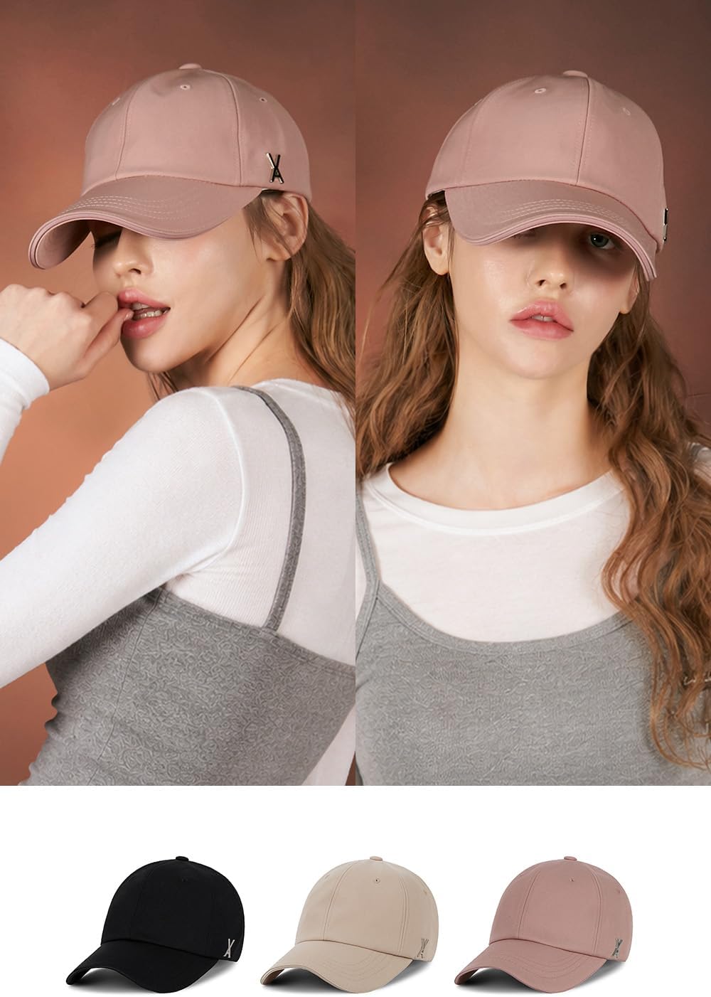 VARZAR【Official Store Silver Stud Over fit Ball Cap / 3colors Unisex Deeper Small face Effect UV Protection hat