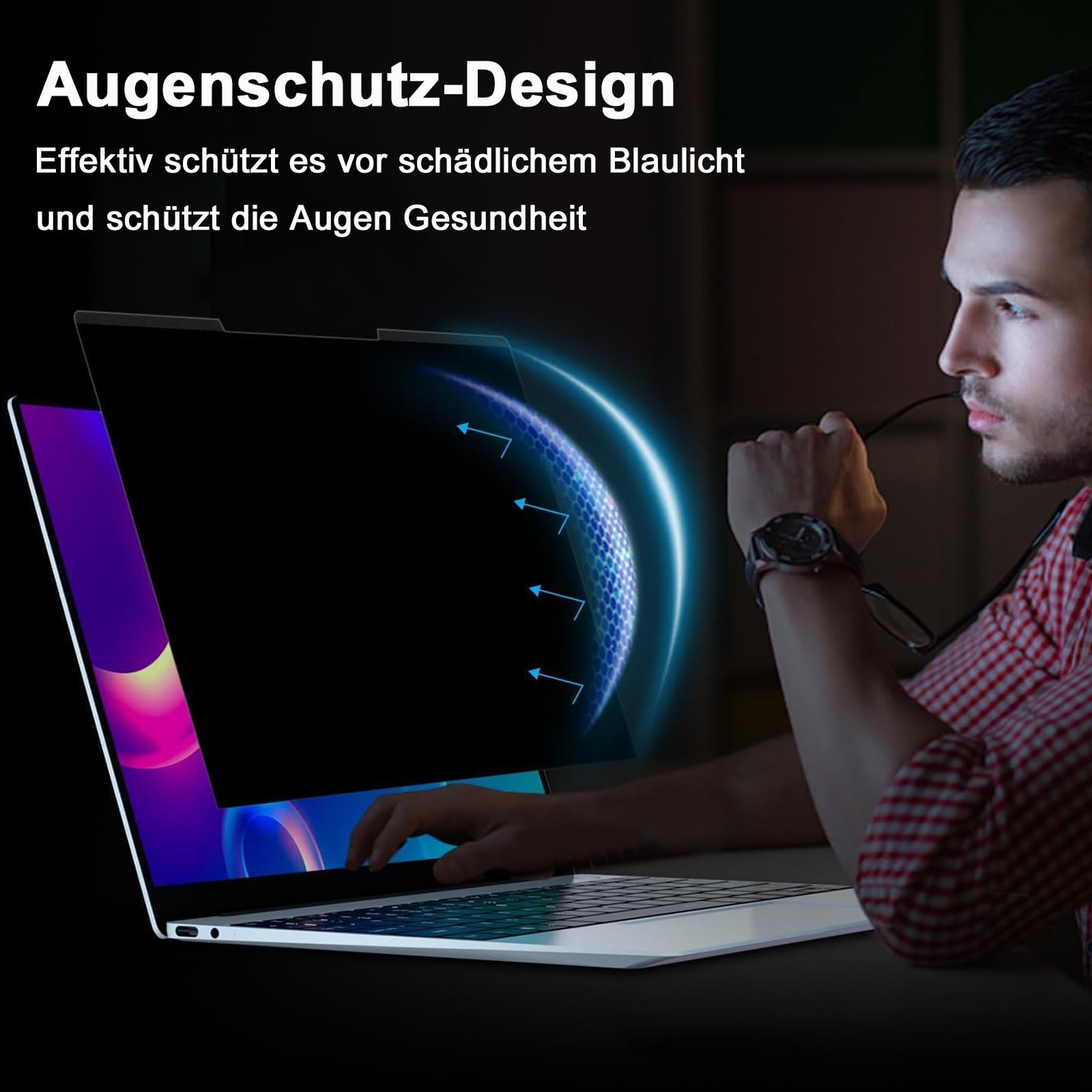 ZOEGAA Magnetischer Blickschutzfolie 14 Zoll Laptop 16:9, Abnehmbarer Sichtschutzfolie, Anti Blaulicht Blendschutz Laptop Sichtschutz Privacy Screen für Lenovo Hp Dell Acer Asus Envy Xps