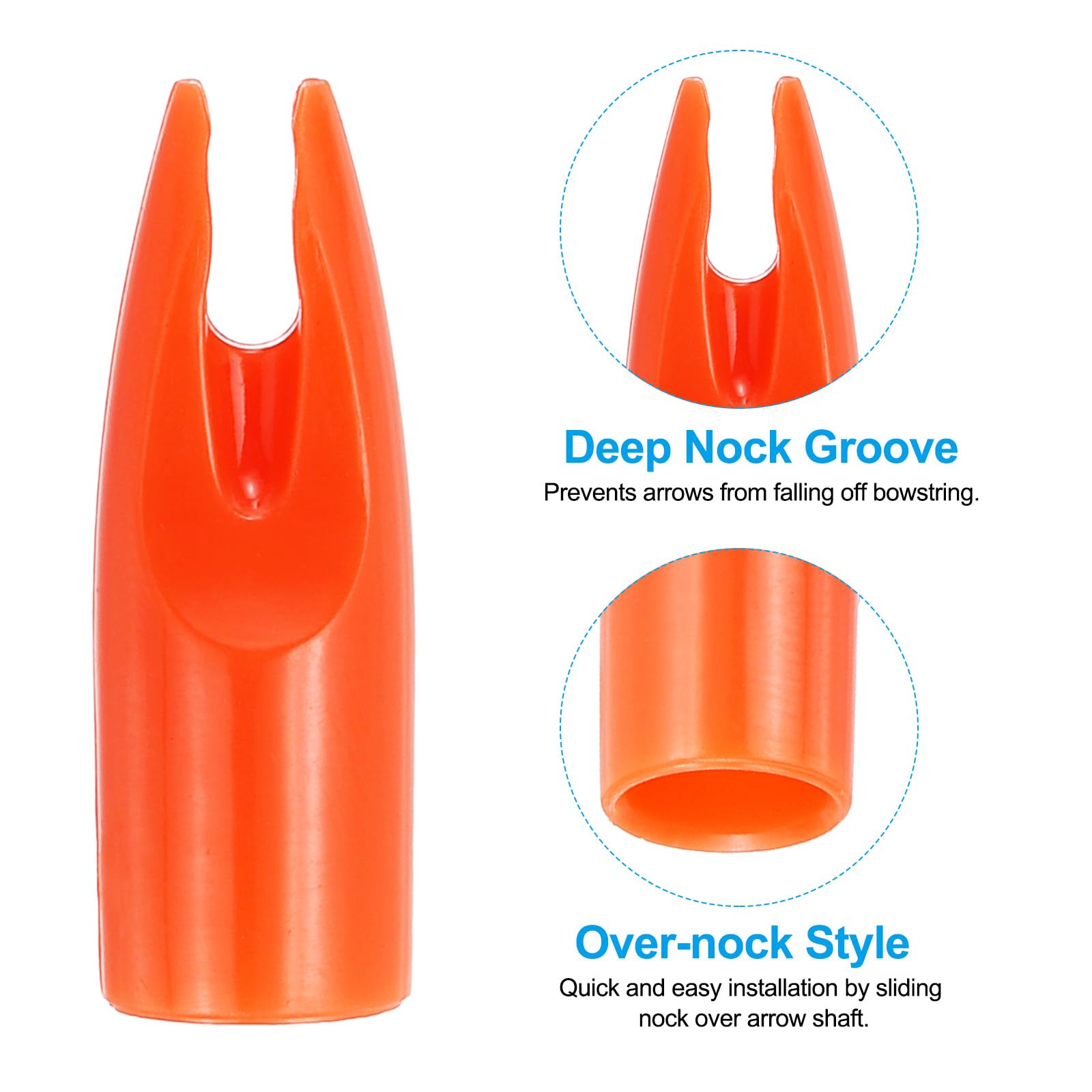 PATIKIL Arco Tiro Flechas Culatines 7mm, 60uds Plástico Pegamento Flecha Culatín Reemplazo para Caza Flechas Compuesto Arco Recurvo Arco, Naranja