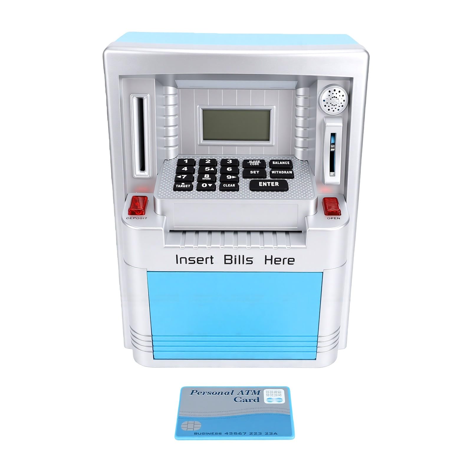 Salvadanaio ATM Interattivo Vocale per Bambini, Salvadanaio Elettronico con Conteggio Digitale con Protezione Tramite Password, Giocattolo di Risparmio Intelligente con Premi Sonori,