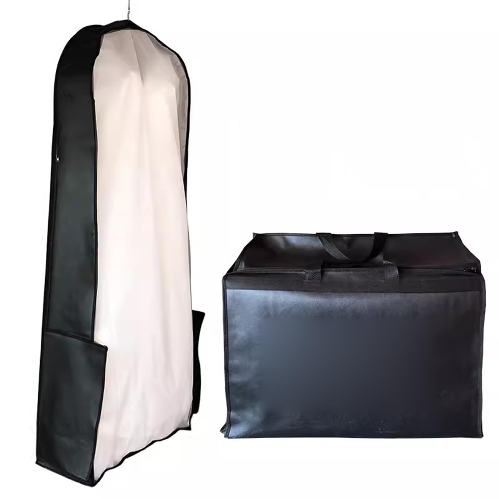 Copriabiti Antipolvere, Copriabiti Lunghi Traspiranti, Sacchi Porta Abiti ispessiti e Pieghevoli con Cerniera for da Sposa, Neri, 75x30x200 cm