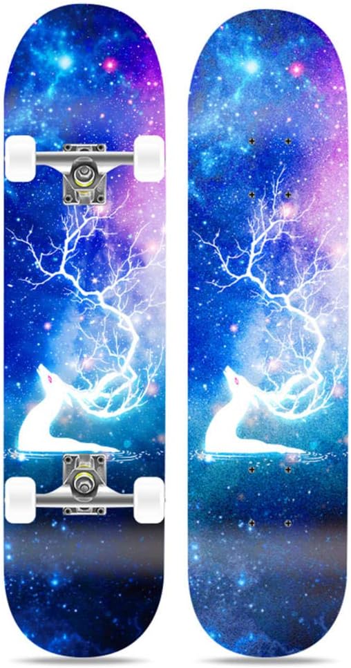 KEROUSIDEN Four Rounds Skateboard Professional Students Kids Skateboard 6-12 Years Old Beginners Adults Youth Complete Skateboard 80x20cm
