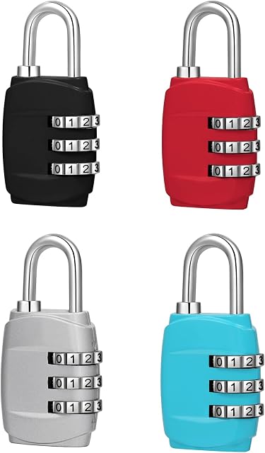 4pcs Combination Locks,3 Security Combination Padlock Waterproof Code Padlock for School Gym Locker Outdoor Combination Lock for Shed,Fence,Backyard