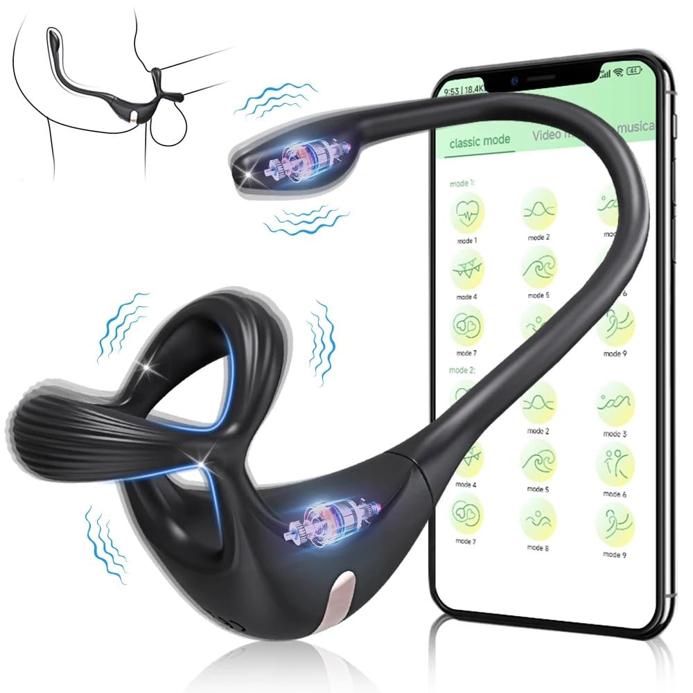 Tapón anal Anillo para pene, vibrador de próstata, Juguetes sexuales para hombres, aplicación 10 modos, masaje de testículos, tapón Anal, anillo para pene, masturbador masculino, consolador adultos
