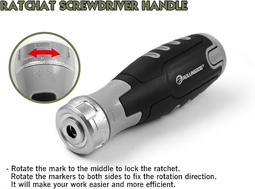 Miniatura 4 de ROLLINGDOG Juego de destornilladores de trinquete, 42 piezas, no magnéticos, acción de trinquete suave, ideal para electrónica, mantenimiento del