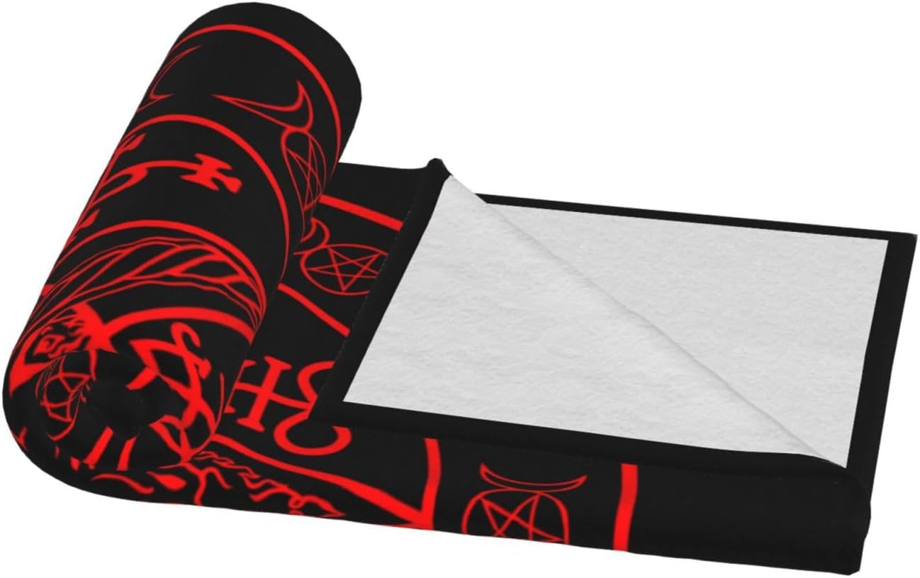 SARA NELL Satanic Wiccan Symbols Goat Blanket,Super Soft Cozy Plush Fuzzy Flannel Throw Blanket for Men Woman Adults,Premium Luxury Keep Warm Fleece Blanket for Bed Couch Car,60''X50''