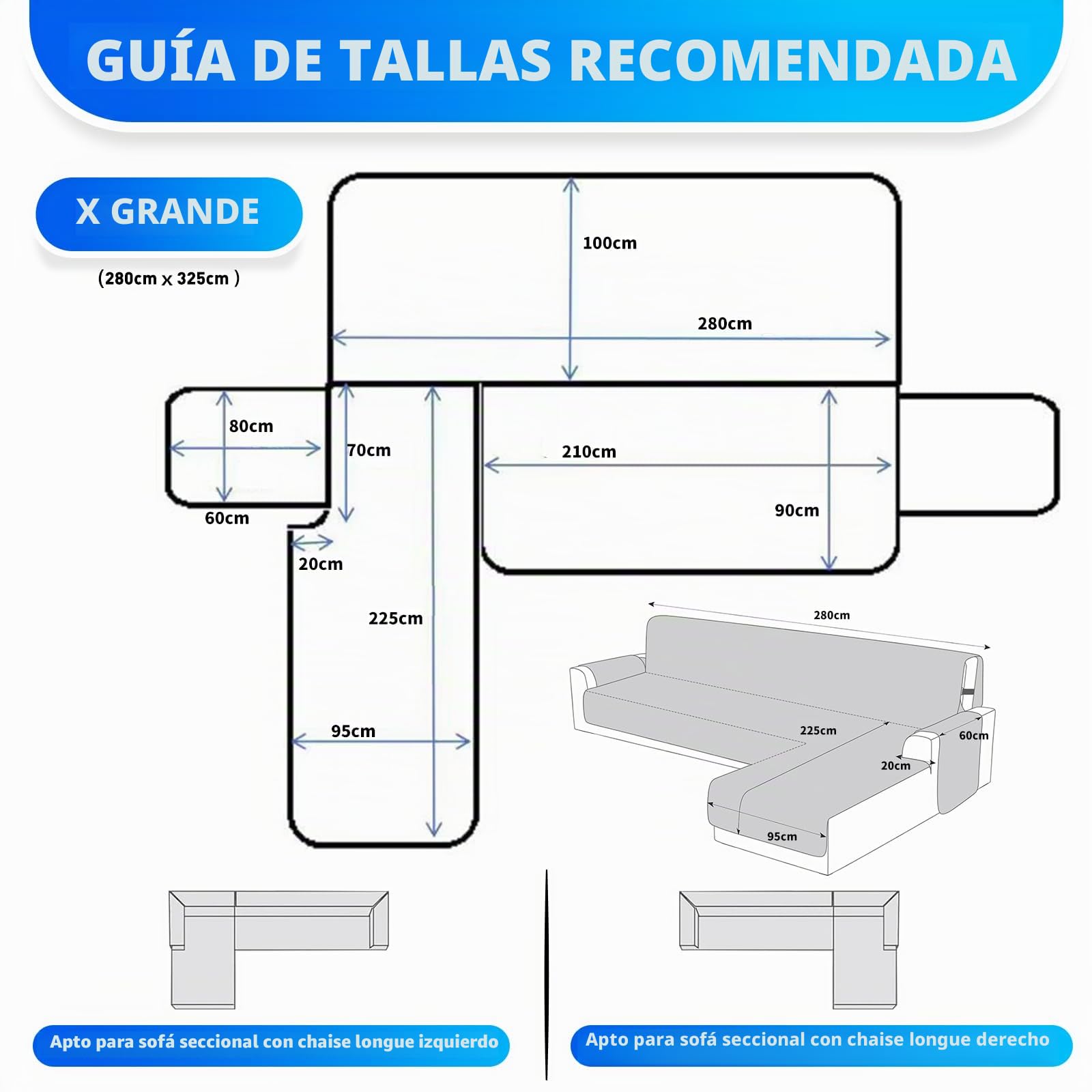 Impermeable Funda Sofa Chaise Long 4 Plazas, Funda Chaise Longue Derecho/Izquierdo Reversible, Universal, Ajustables, Antideslizante, Lavable, para Gatos Perros, Beige