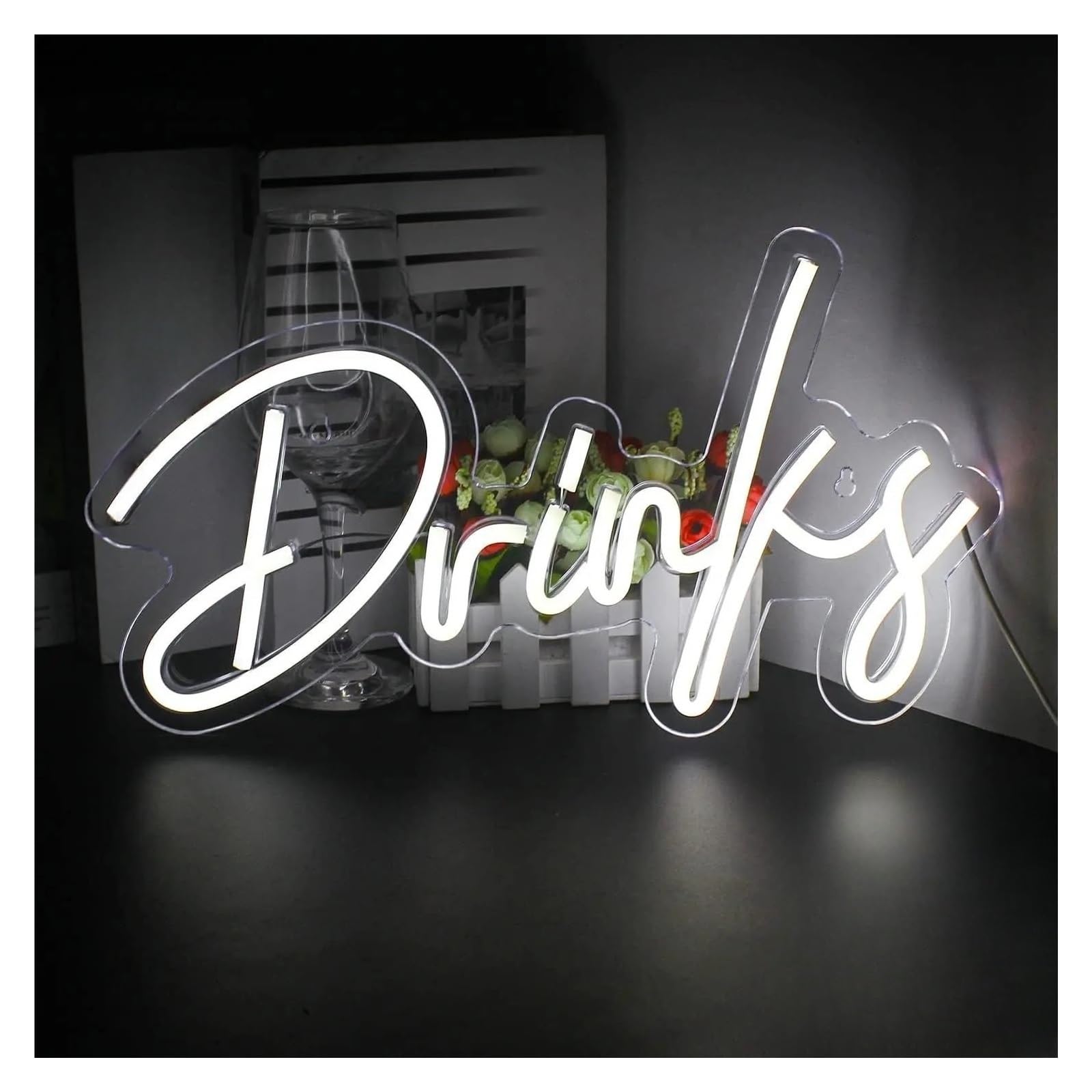 LEMST Sign Lamp Commercial Neon Signs USB Powered, Drinks Lettera Neon Lights Suitable for Shop Decor Dimmable Night Lights 25cmx40cm(A)
