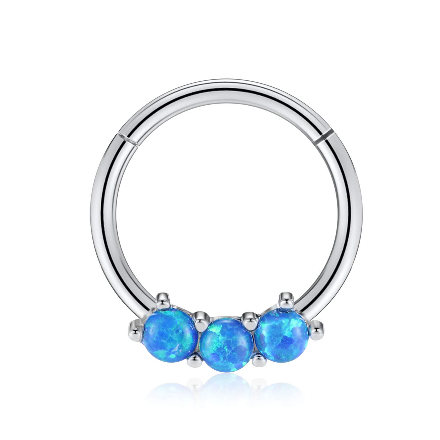 hengkaixuan 16G Septum Nose Rings Hoop Daith Earrings Surgical Steel Septum Clicker Ring Hirned Segment Seamless Clicker Ring Conch Hoop Ring Unisex Earrings Hoop Daith Piercing Jewellery — view 21