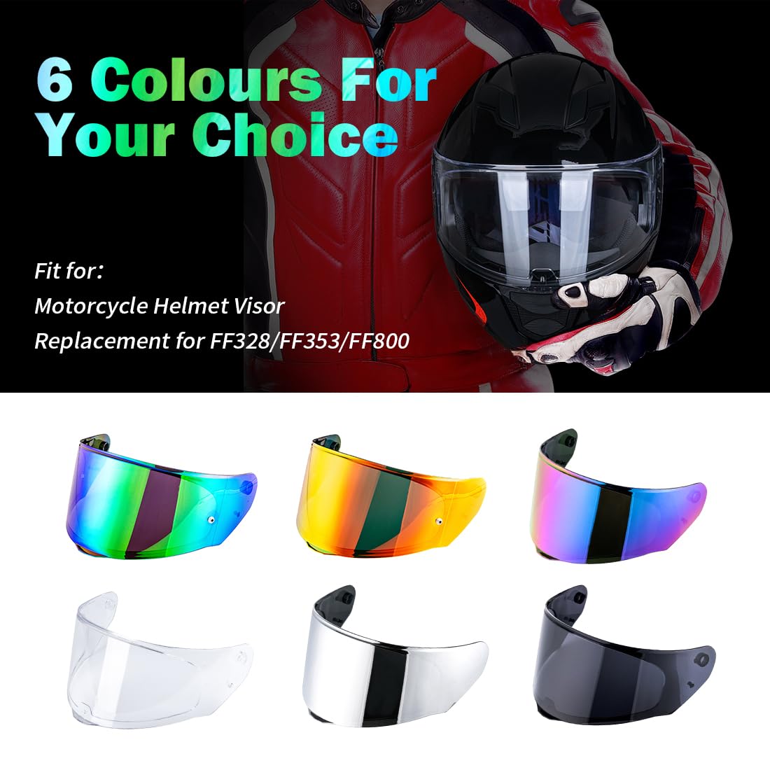 Helmvisier für LS2 FF800/FF353/FF328,Motorradhelm Visier,Motorrad Windschutz Helm Objektiv Visier Vollgesichts,Helmvisiere Zubehör Ersatz,Nicht für andere Modelle empfohlen (Transparent)
