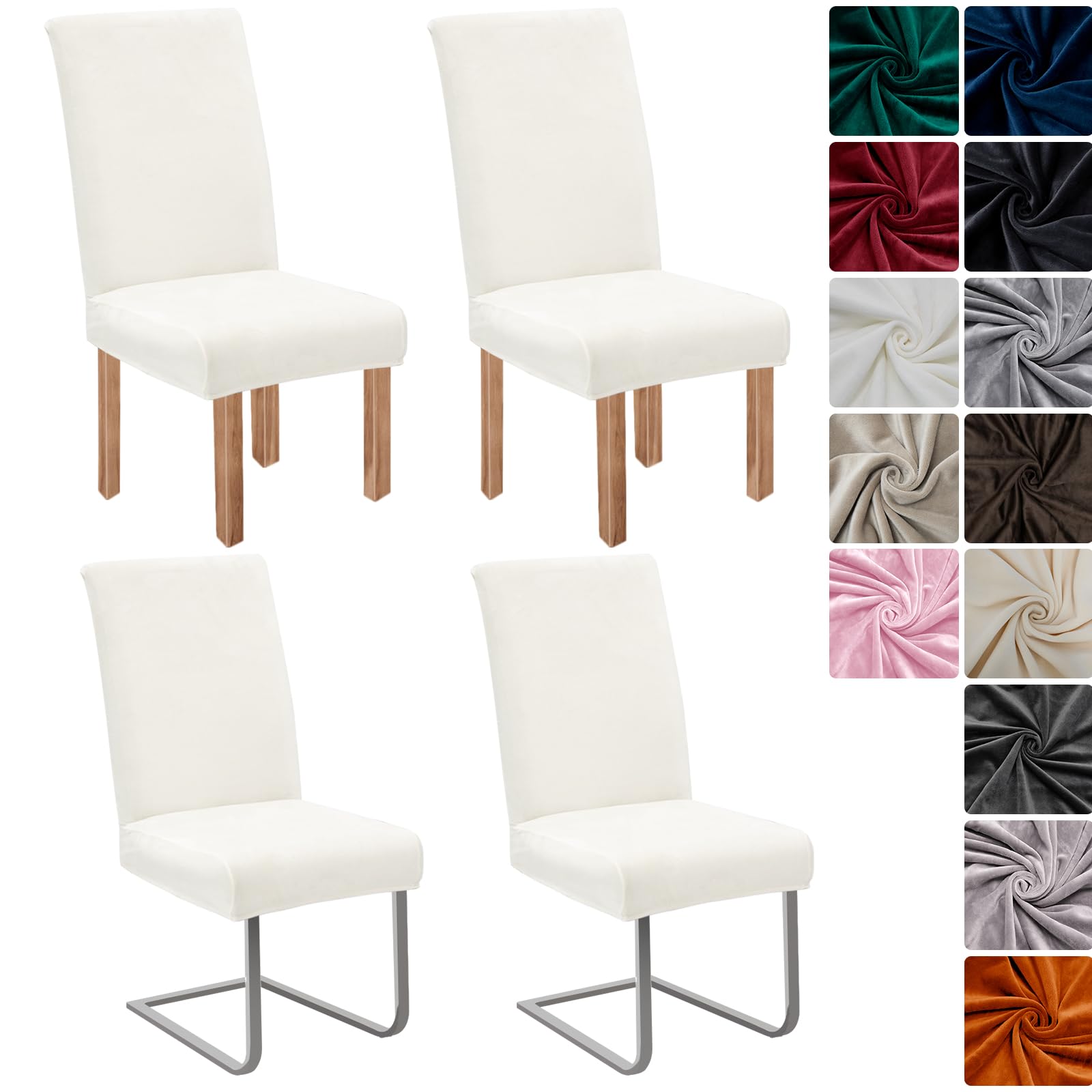jabeick Stretch Samt Stuhlhussen Velvet/Velour Stuhlbezug Schwingstuhl Elastische Hussen Waschbarer Stühle Schutz für Küche