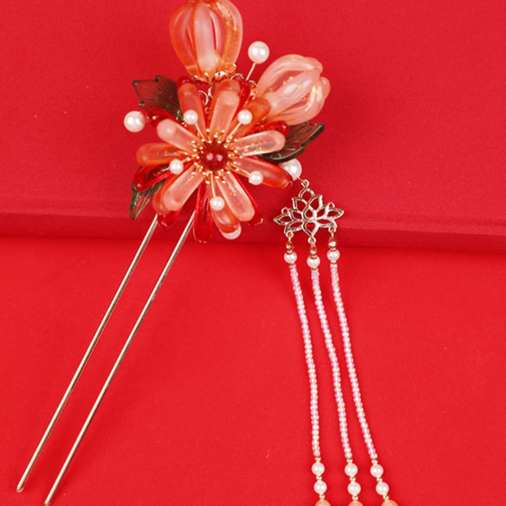 FRCOLOR Perlen Haarnadel mit Quaste Haargabel für Damen Haarstab für Duttfrisuren Brauthaargabel Haarschmuck für Hochzeit und Party