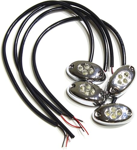 Módulo de tira de luz de cápsula de 4 LED, carcasa cromada, iluminación de acento de 12 V CC (paquete de 4)