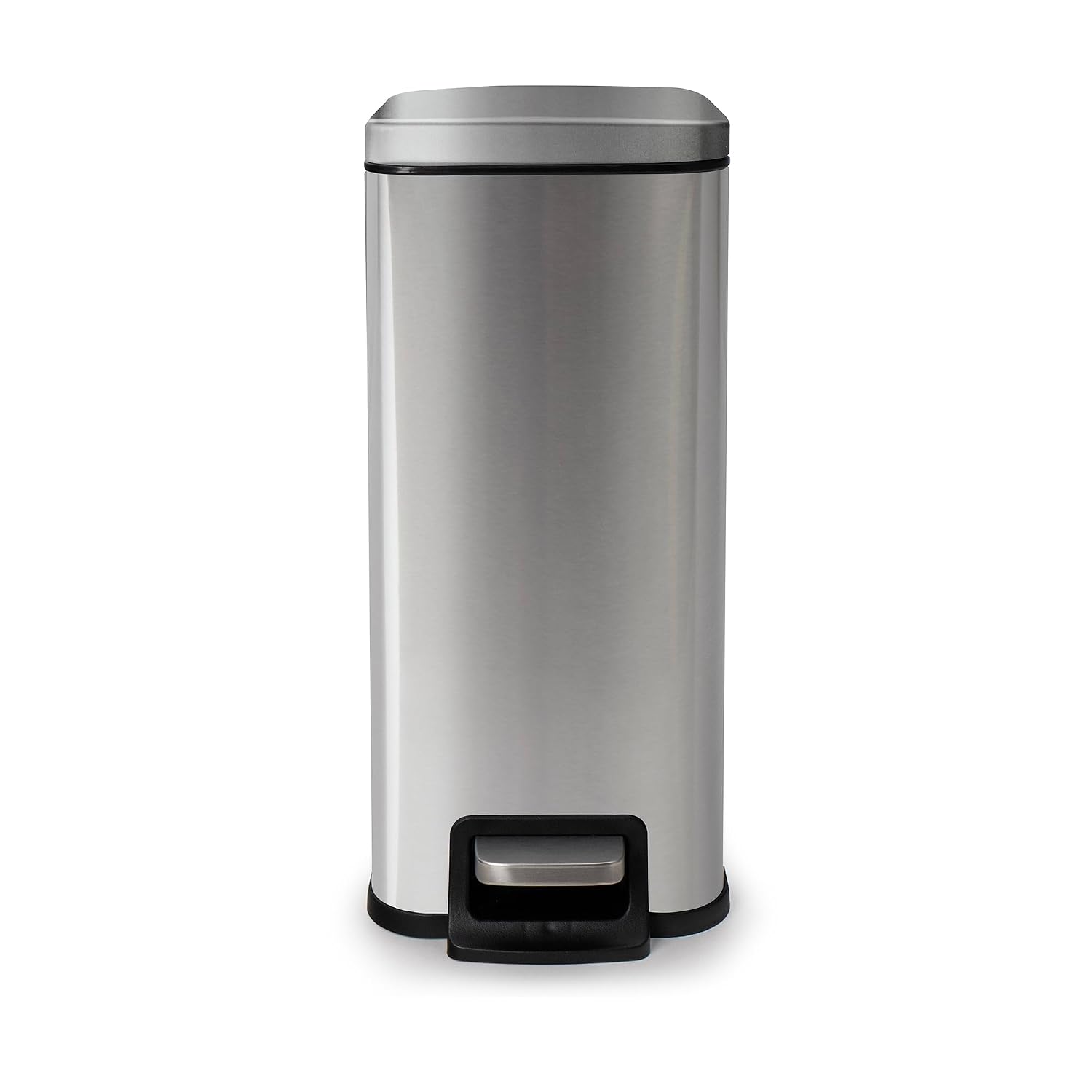 Stainless Steel Bathroom Trash Can with Lid – 1.6 Gal Slim Soft Close for Bathroom, Bedroom, Dorm, Office – Waste Bin with Removable Bucket – Brushed Stainless Steel