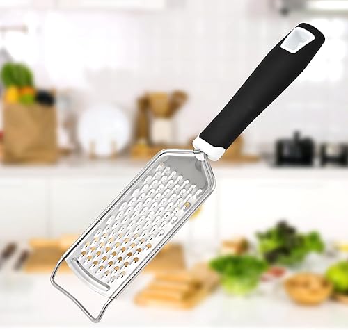 Miniatura 6 de Rallador de queso, rallador de limón, rallador profesional de acero inoxidable con mango para queso, chocolate, especias, frutas, verduras (negro)