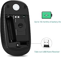 Vista 7 de VssoPlor - Mouse inalámbrico 2.4 G, delgado y portátil con nanorreceptor, para PC, laptop, computadora, negro