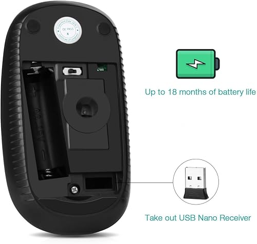 Miniatura 7 de VssoPlor - Mouse inalámbrico 2.4 G, delgado y portátil con nanorreceptor, para PC, laptop, computadora, negro