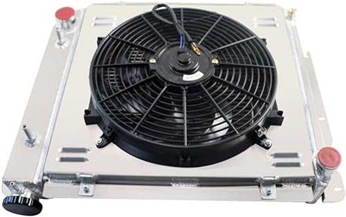 Miniatura 3 de Radiador de 4 hileras, cubierta + ventilador de 14 pulgadas, kit de relé compatible con Jeep Wrangler TJ YJ Chevy GM V8 1987-2006 88 89 90 91 92 93