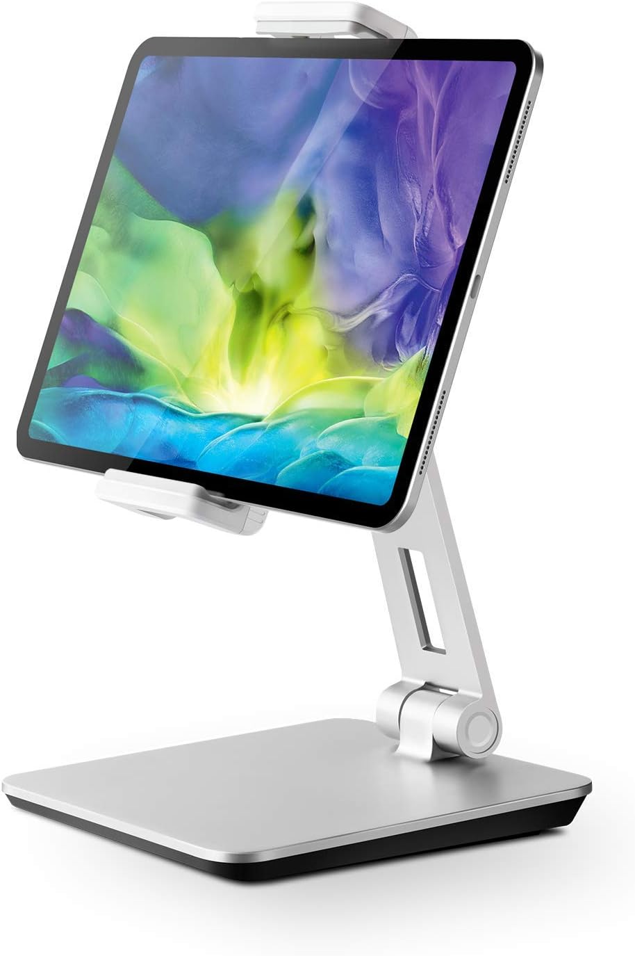 Tablet Stand, Adjustable Heavy Duty Aluminum Stand, 360° Swivel Foldable Holder for iPad, Samsung Tab, Kindle (4.7-13"), Design for Desk Kitchen Bedside Office POS Reception (Silver)