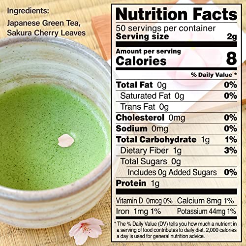 YAMASAN KYOTO UJI Matcha-Grünteepulver mit Kirschblütentee, japanische Getränke, japanisches Essen, kulinarische Qualität, (100 g)