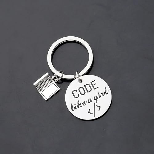 Miniatura 3 de TIIMG Code Like A Girl Llavero Coder Mujer Coder Llavero Coder Regalo Programador Regalo Joyería CSS Regalo