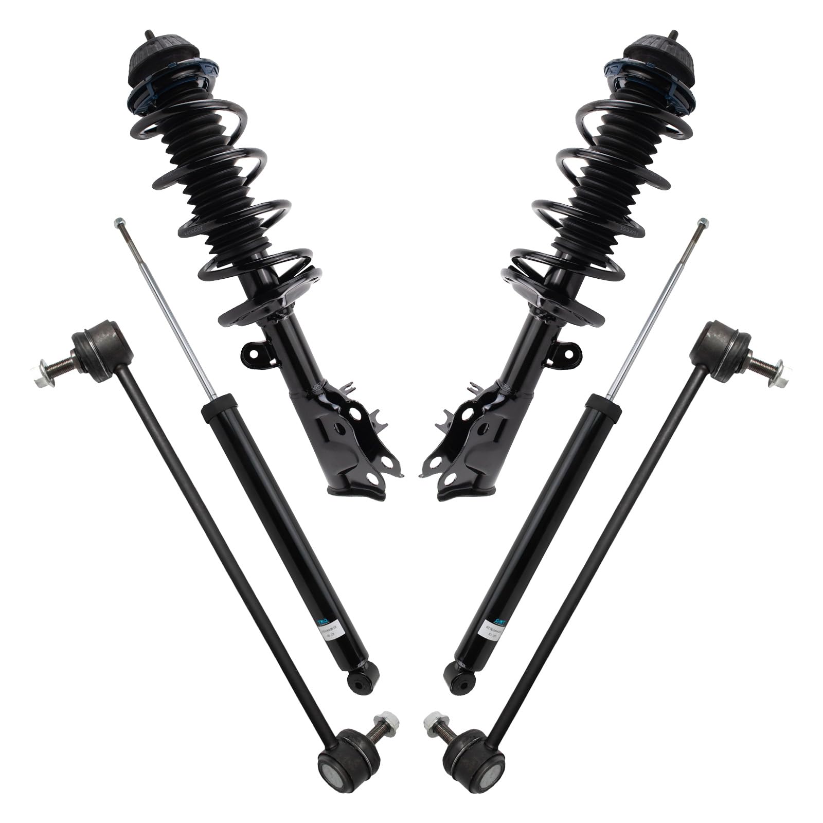 TRQ Front and Rear Suspension Kit Complete Strut & Coil Spring Assembly Shock Absorber Sway Bar Stabilizer Link Compatible with 2016-2022 Honda HR-V