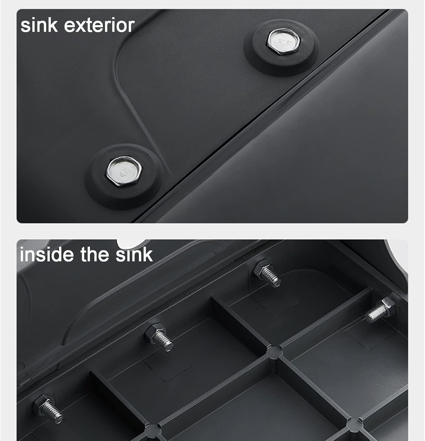 Portable Heavy Duty Floor Mop Sink - One-Button Drainage Utility Sink for Indoor/Outdoor Use, Perfect for Camping, Basement, Garage & Washing Room (Light Black with Pulleys)