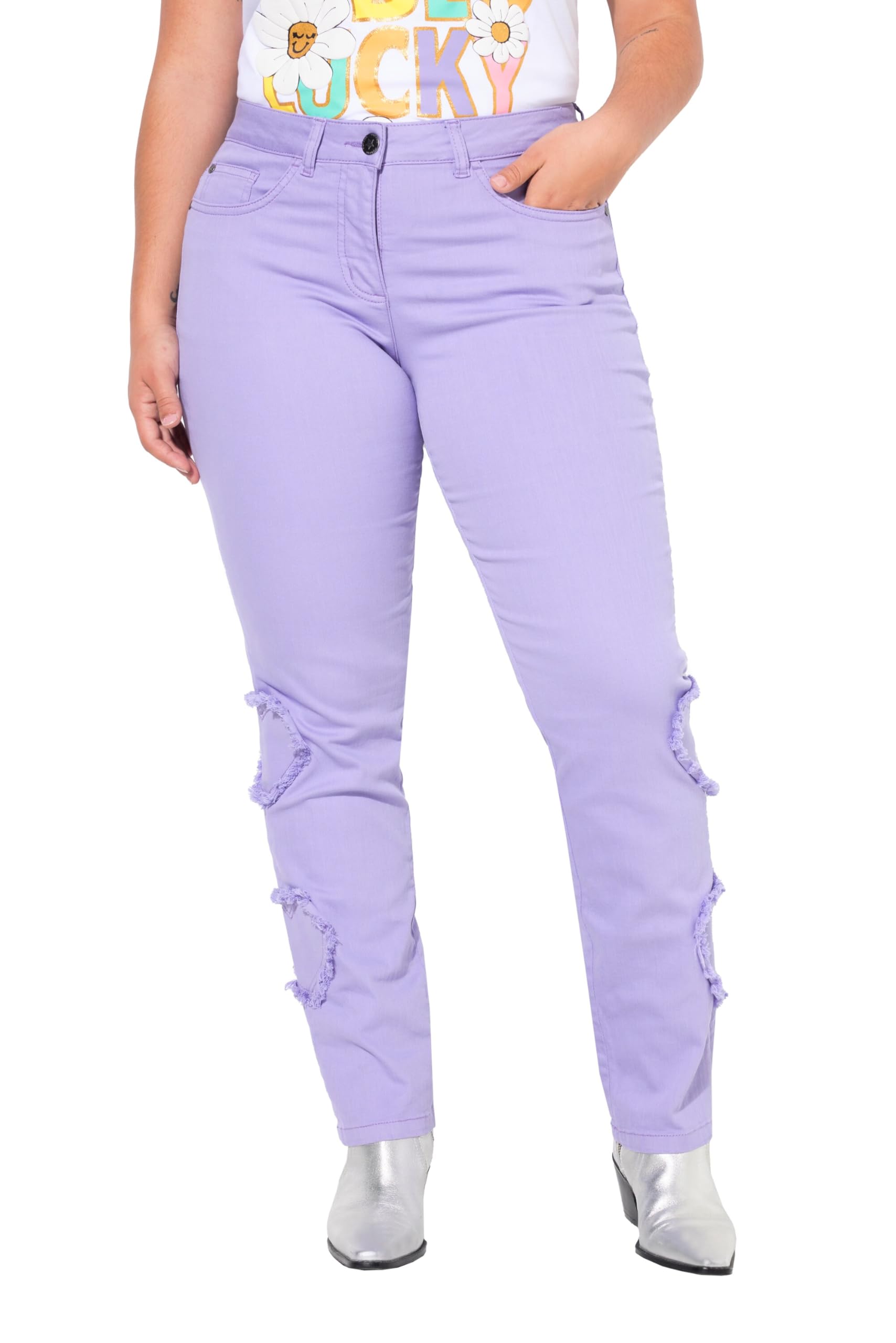 Angel of Style Damen große Größen Übergrößen Plus Size Jeans, 5-Pocket, Herz-Cutouts 837989