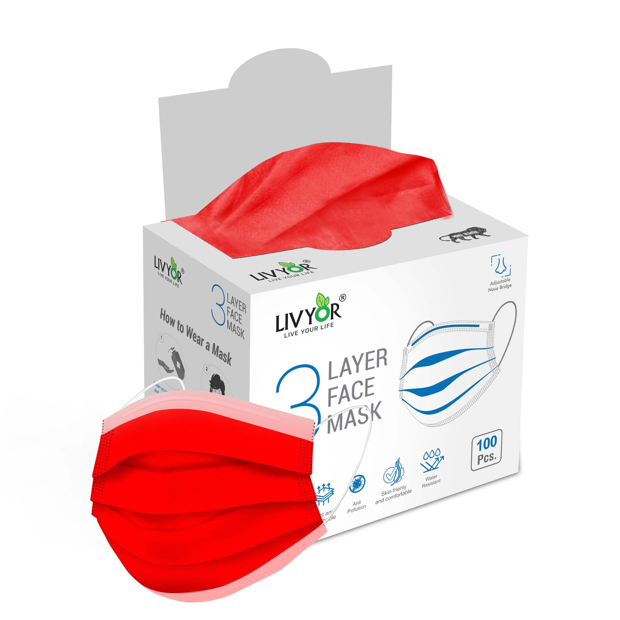 LIVYOR Non-Woven Fabric Disposable 3 Layer Surgical Face Mask With Nose Clip and Soft Ear Loops for Unisex (50, Red) (B09SVBK4XG) Amazon Price History, Amazon Price Tracker