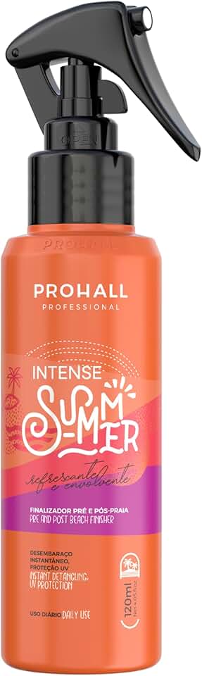 Finalizador de Cabelo Prohall Intense Summer 120ml - Protetor Térmico UV, Anti-Frizz e Brilho - Creme de Pentear Leve para Verão