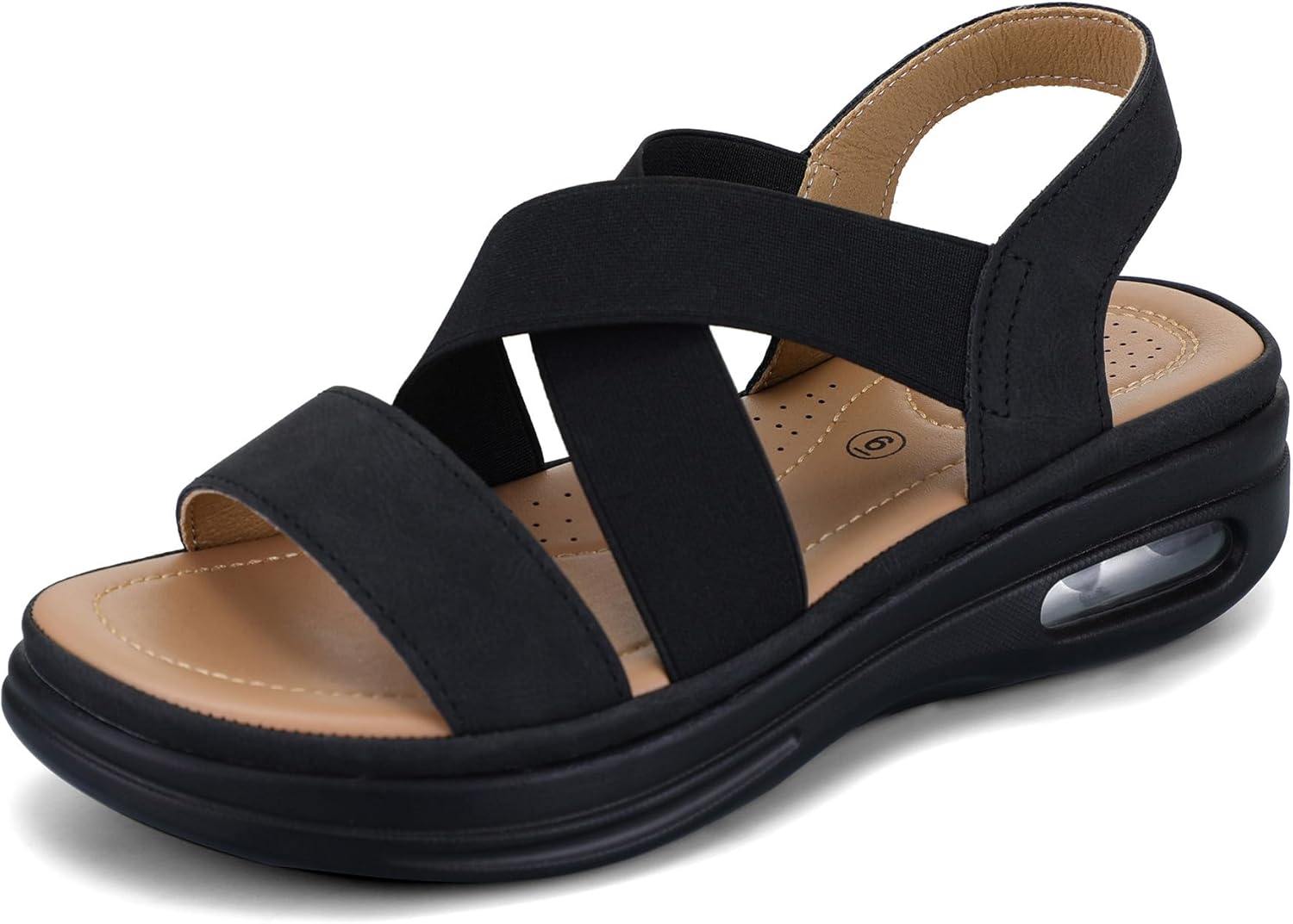 mysoft Women's Comfortable Walking Sandals Air Cushion Sport Slingback Elastic Band Platform Shoes
