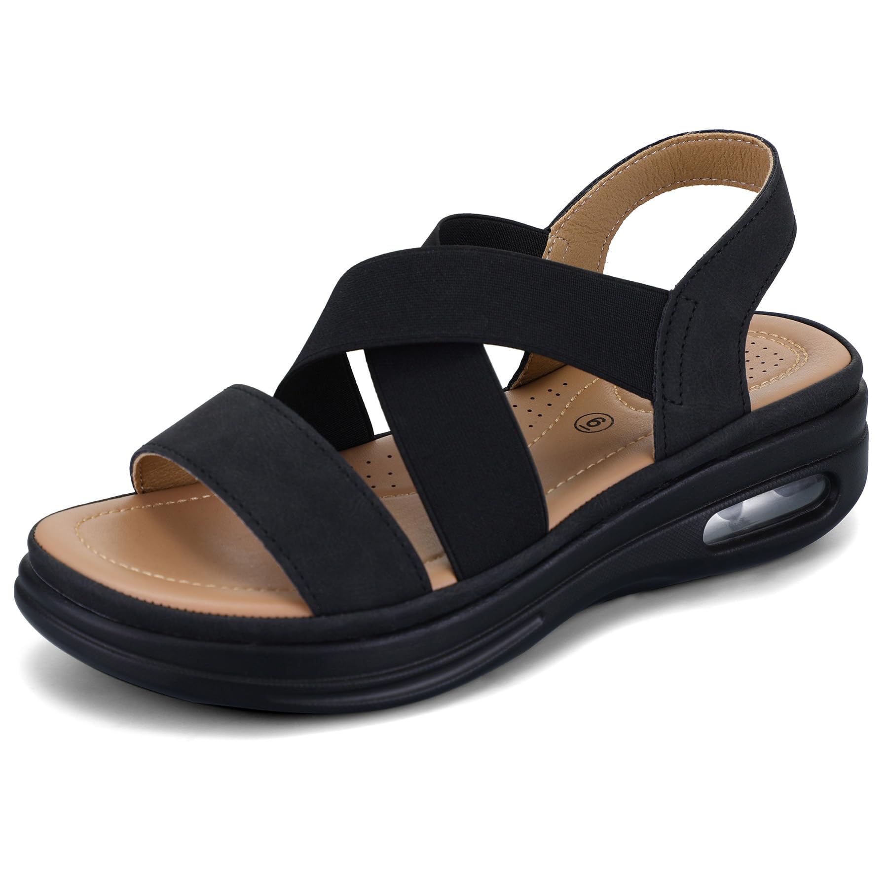 Women's Comfortable Walking Sandals Air Cushion Sport Slingback Elastic Band Platform Shoes-image-7