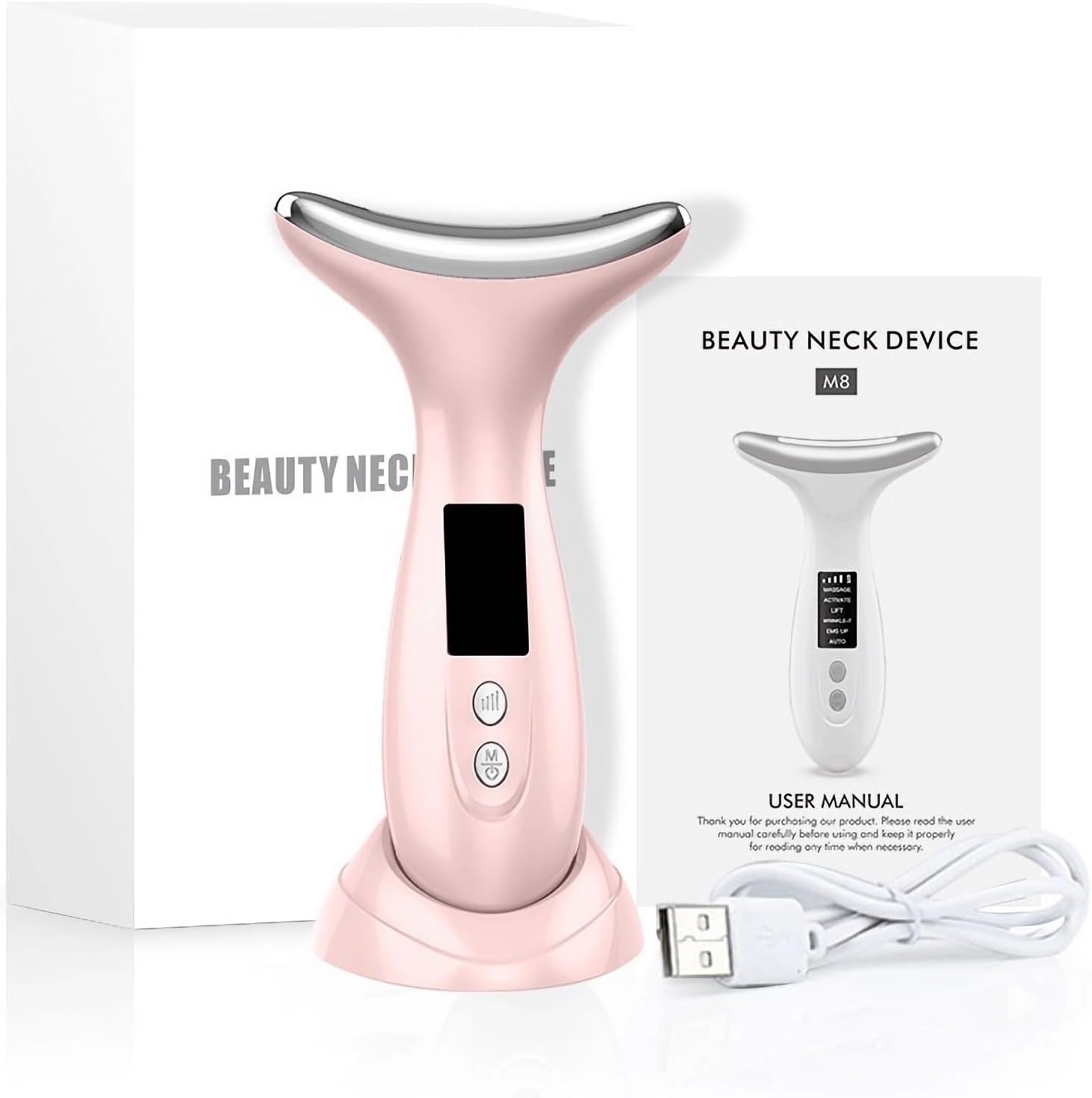 7-Color LED Face Massager, 6 Modes with Adjustable Heat, 4 Intensity Levels, Anti-Wrinkle Skin Tightening Device for Face & Neck, LED Light Therapy Portable