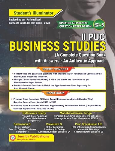Jeevith 2nd PUC - BUSINESS STUDIES [A Complete Question Bank with Answers-An Authentic Approach]