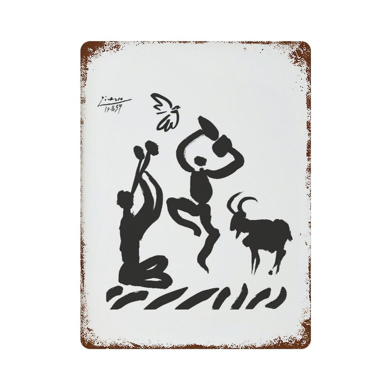 xiaoxiaoshen Pablo Picasso Joueur De Flute, Exhibition Vintage Line Wall Decor Art Metal Tin Poster Modern Home Decor Art Home Bar Shop Decorations Vintage Sign 40x30cm